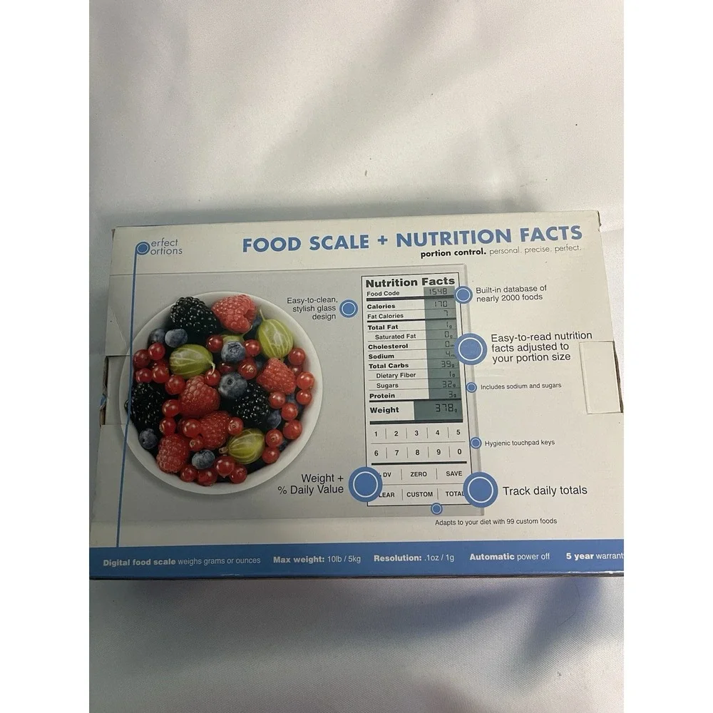 Perfect Portions Digital Scale with Nutrition Facts‎ Display, Silver BinA